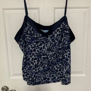 Elegant Blue Leopard Print Camisole Sleep Top